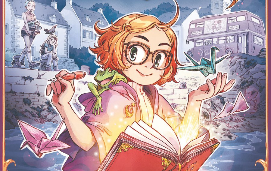 Elfie entourée de grues en papier, détail de la couverture du tome 1