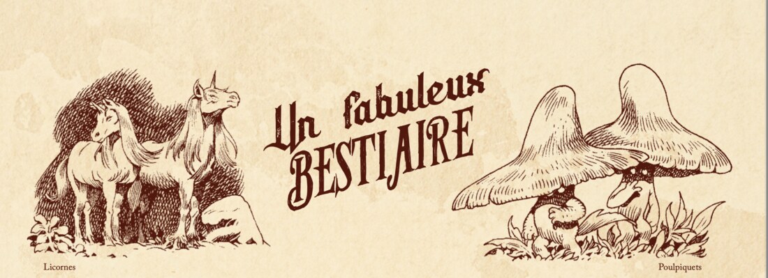 Page « Un fabuleux bestiaire » du livret d’activités de Magic Charly : licornes et poulpiquets